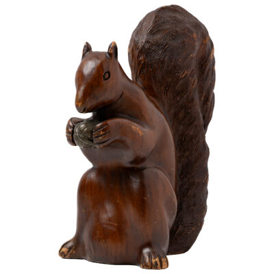 Vintage Spanish Carved Wood Squirrel Figure