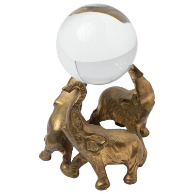 Vintage Brass Circle of Three Elephants Figures