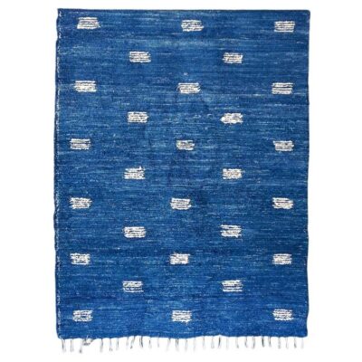 Blue and White Handwoven Cotton Rug
