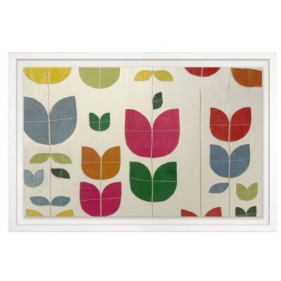 Happy Flowers Framed Textile Print