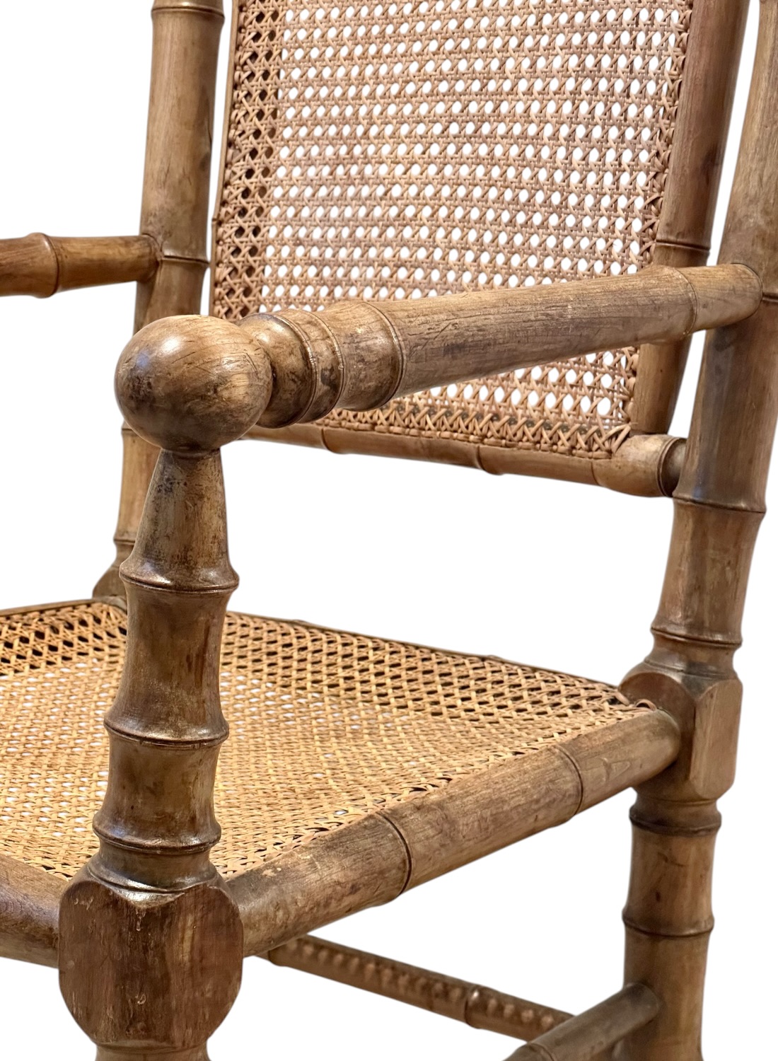 Antique Faux Bamboo Wood Arm Chair - Image 5