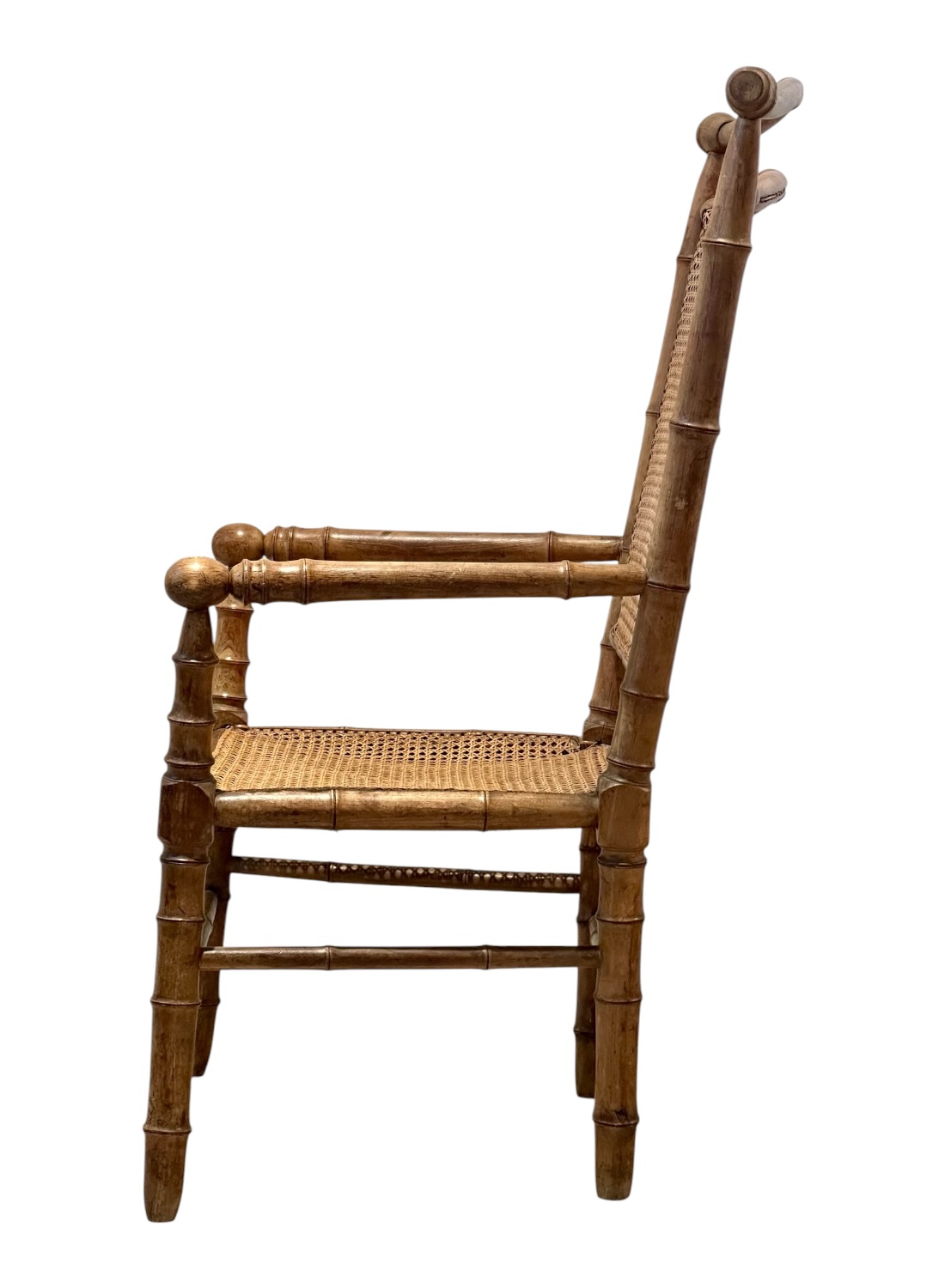 Antique Faux Bamboo Wood Arm Chair - Image 3