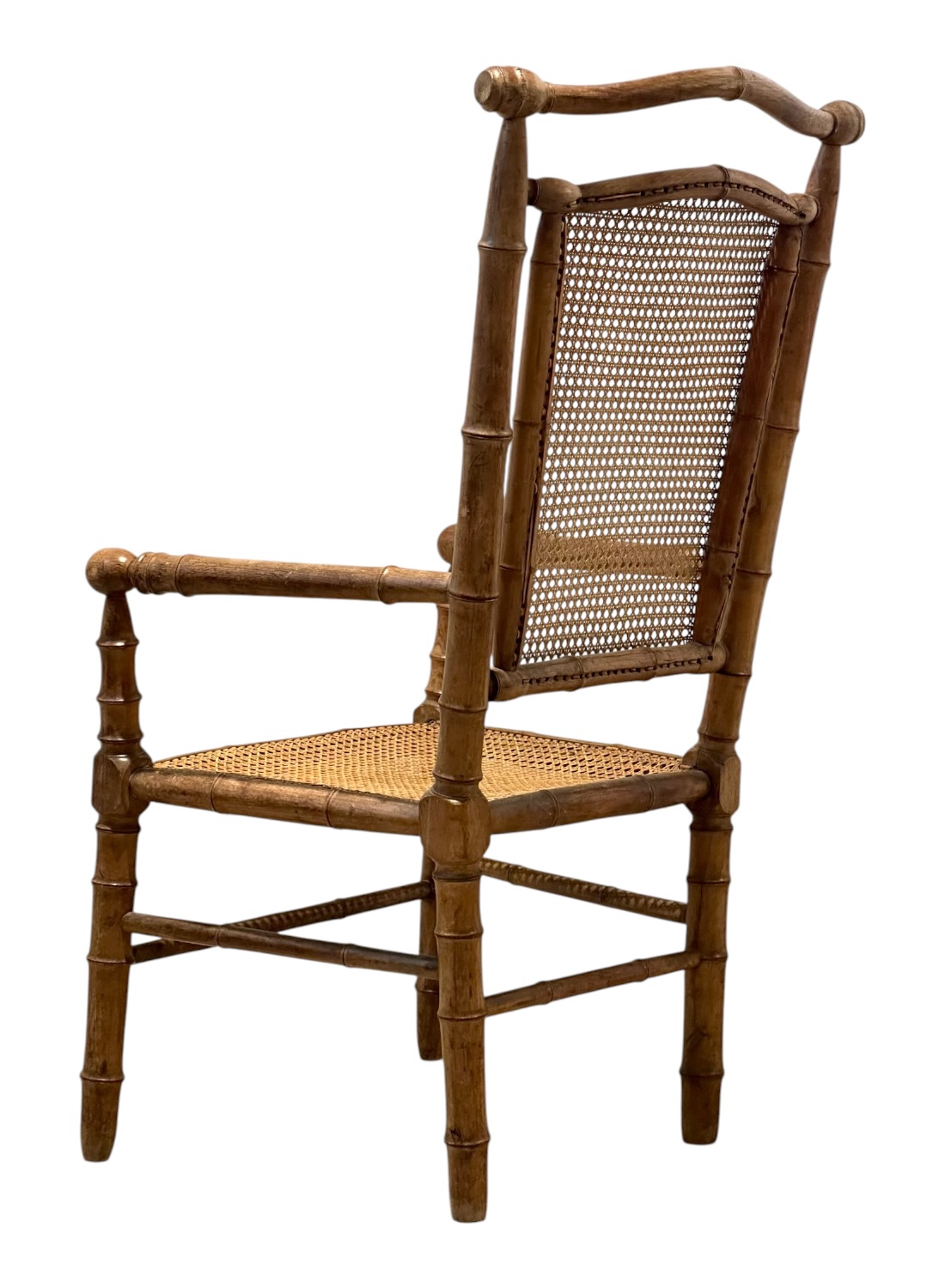 Antique Faux Bamboo Wood Arm Chair - Image 4
