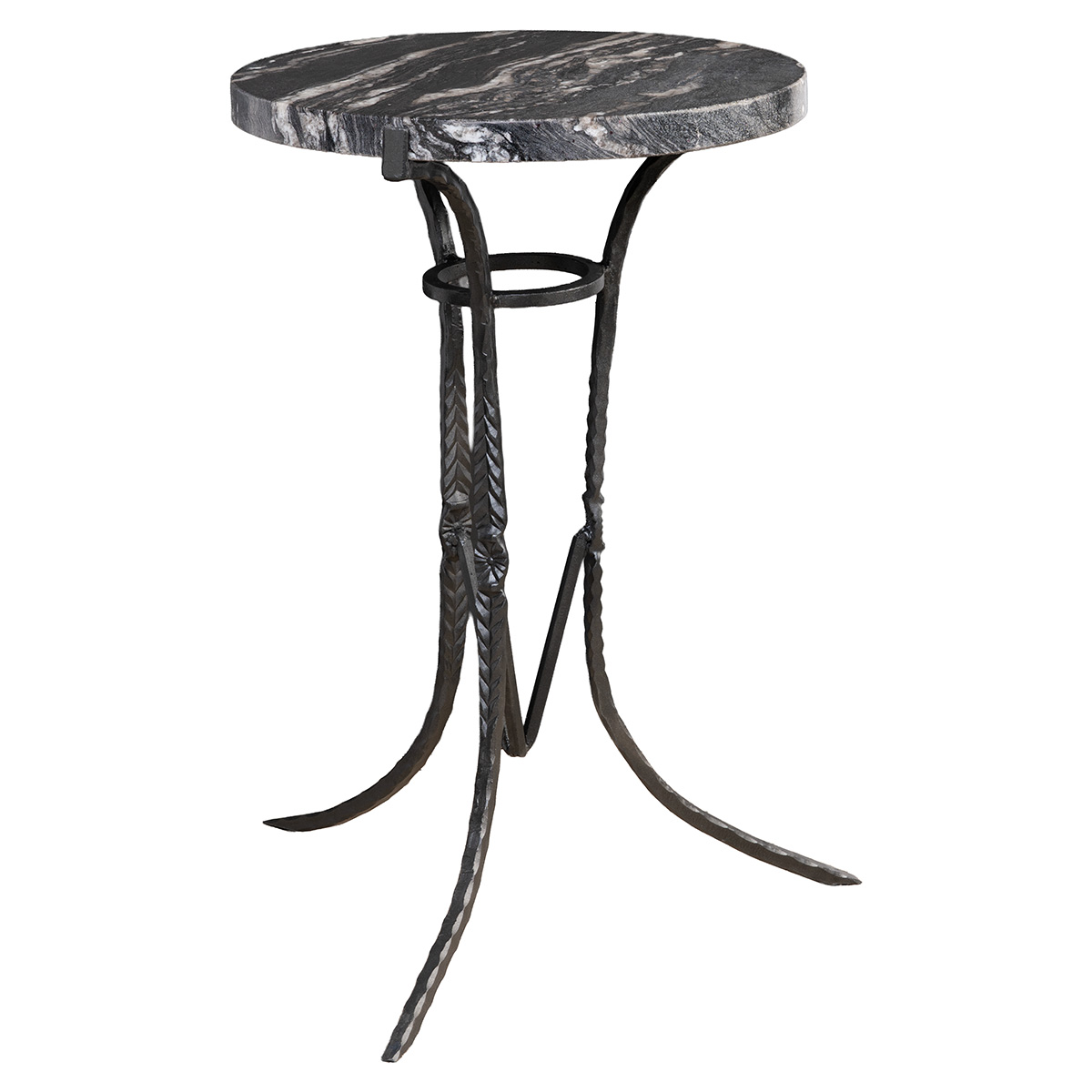 Black Stone and Iron Side Table