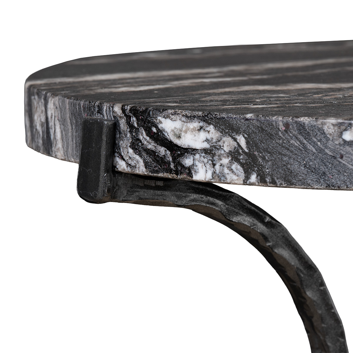 Black Stone and Iron Side Table - Image 3
