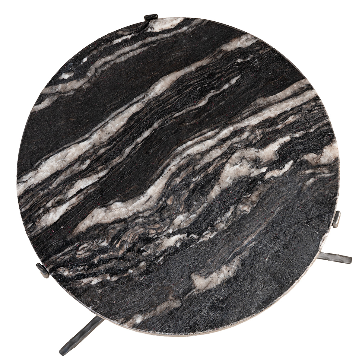 Black Stone and Iron Side Table - Image 4