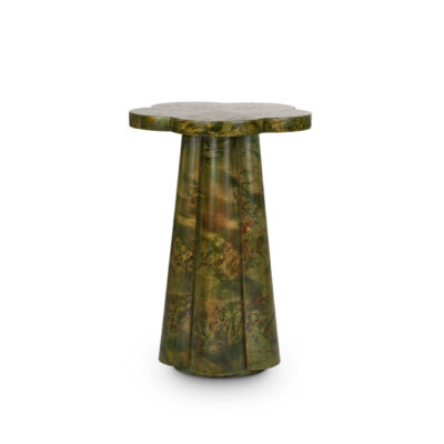 Scalloped Lacquered Burl Side Table
