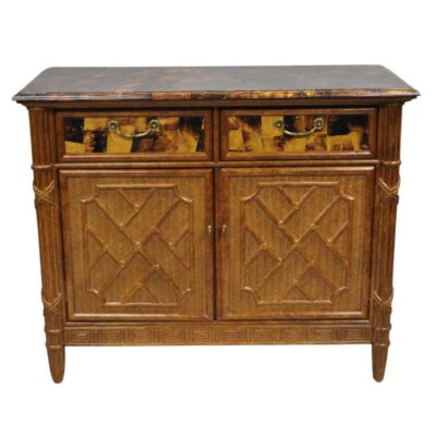 Vintage Faux Bamboo and Penshell Buffet