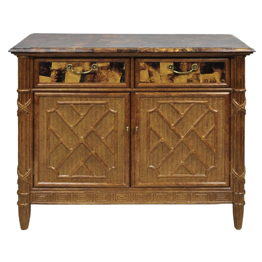 Vintage Faux Bamboo and Penshell Buffet