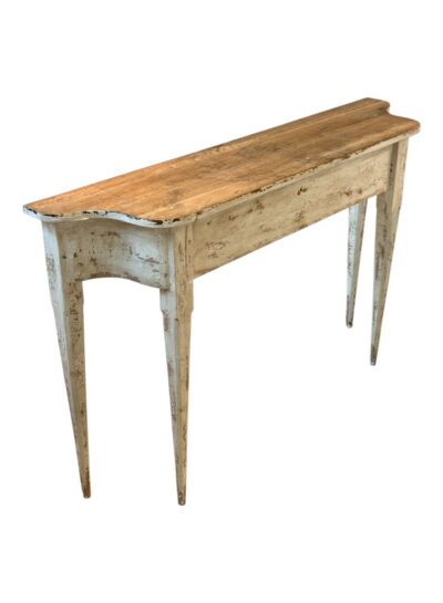Vintage French Distressed White Painted Wood Console