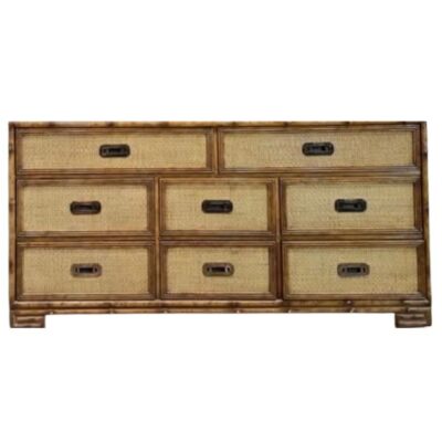 Vintage Faux Bamboo and Rattan Dresser