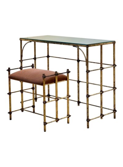 Vintage Hollywood Regency Gilded Metal Vanity Set