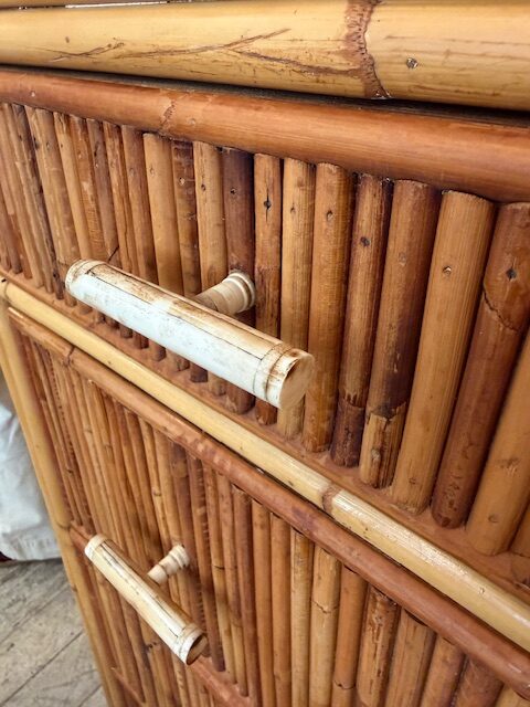 Vintage Four Drawer Pencil Bamboo Chest - Image 2