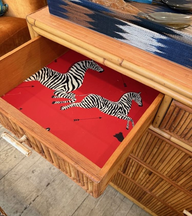 Vintage Four Drawer Pencil Bamboo Chest - Image 5