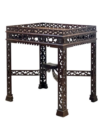 Vintage Intricately Carved Mahogany Accent Table