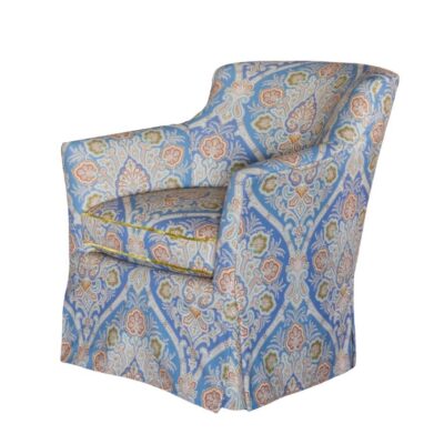 Blue Paisley Upholstered Swivel Chair