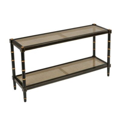 Black Two Tiered Cane Console