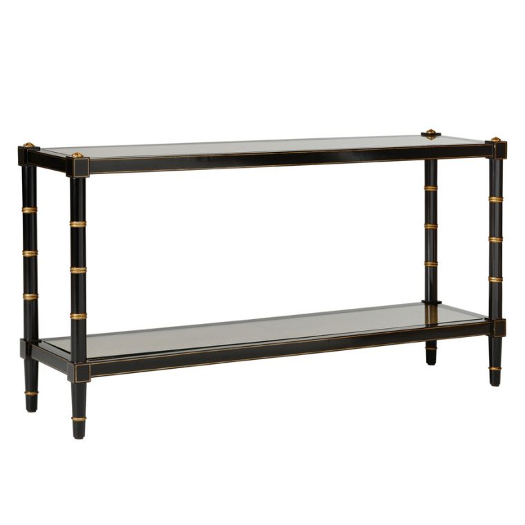 Black Two Tiered Cane Console - Image 2