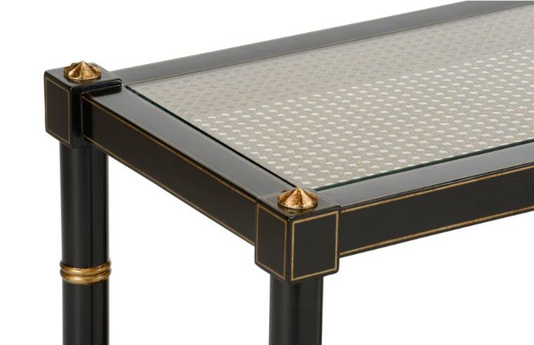 Black Two Tiered Cane Console - Image 4