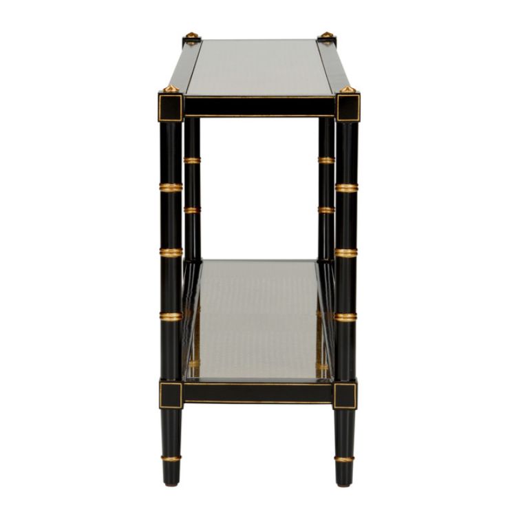 Black Two Tiered Cane Console - Image 3