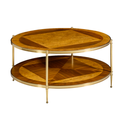 Round Prescott Oak and Burl Coffee Table