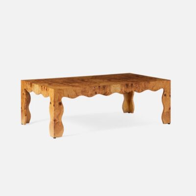 Contemporary Wave Olive Ash Burl Coffee Tables