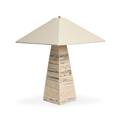 Pyramid Shaped Travertine Table Lamp