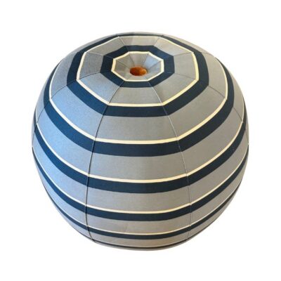 Striped Upholstered Round Ottoman