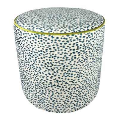 Spotted Upholstered Drum Ottoman