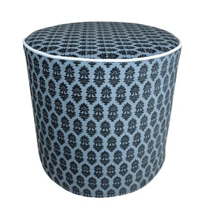 Floral Slipcovered Drum Ottoman