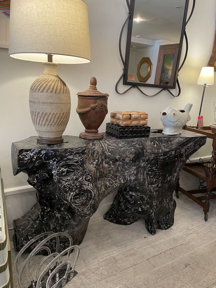 Small Dark Stained Root Wood Console - Image 5
