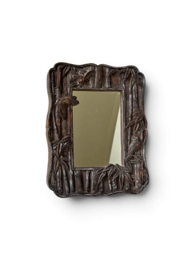 Exceptional Vintage Mirror with Detailed Bamboo and Bird Motif