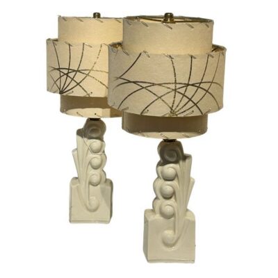 Pair of Vintage Small Glazed Ceramic Lamps