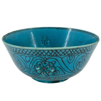 Vintage Turquoise Glaze Pottery Bowl