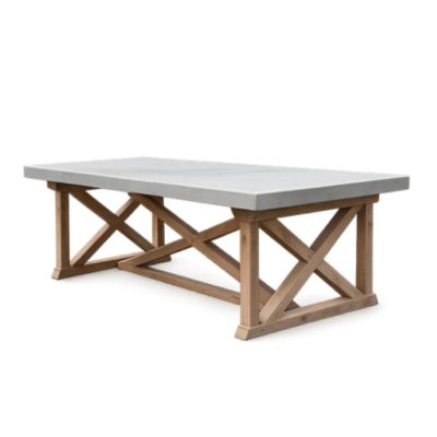 Zinc Top Coffee Table with X Cross Base