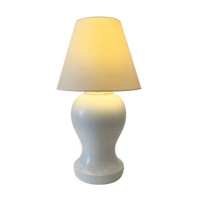 White Gesso Wooden Table Lamp