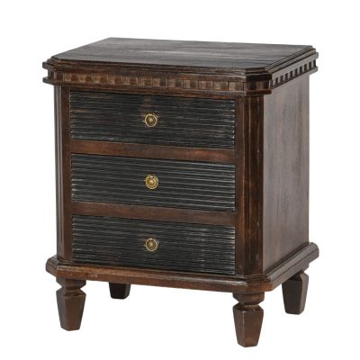 Brown and Charcoal Gustavian Style Nightstand