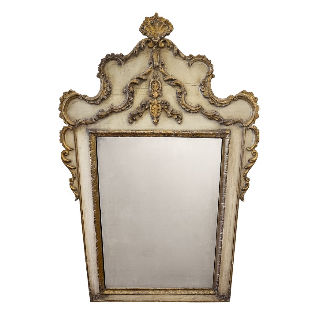 Antique Cream and Gilt Shell Motif Mirror - Image 2