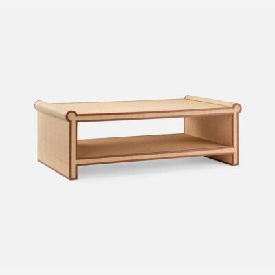 Matthew Raffia Coffee Table with Leather Trim