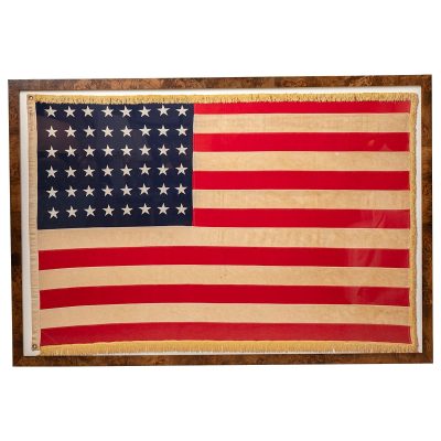 Vintage Large American Flag with Original Gold Tassel Decor