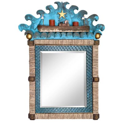 Handcrafted Steamer Ship Tramp Art Mirror