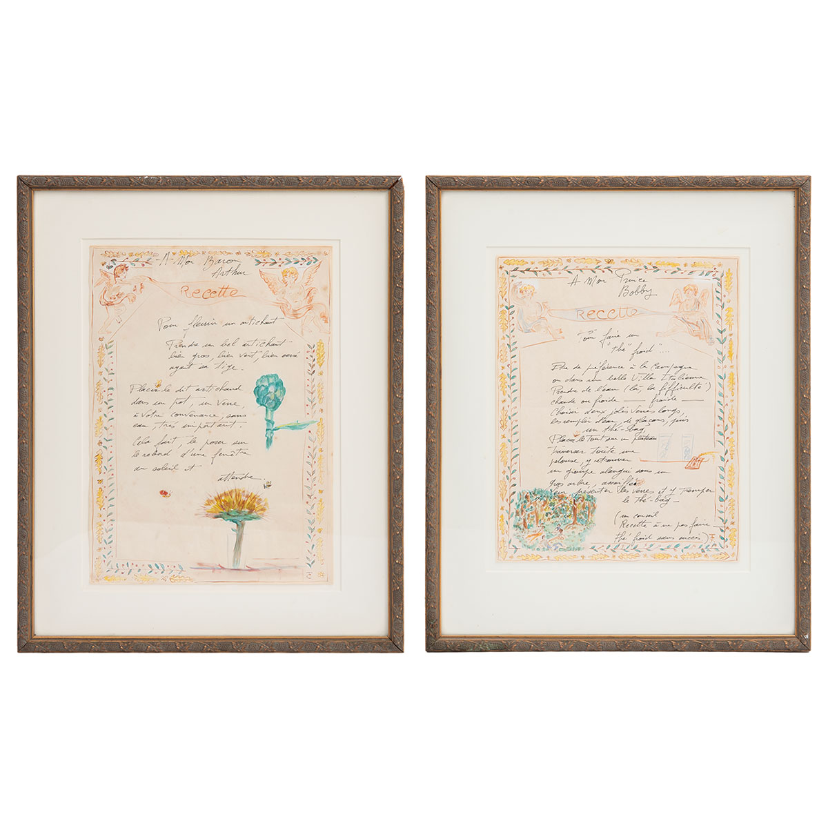 Pair of Framed French Recipes