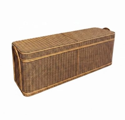 Woven Rattan Bench Trunk with Handles