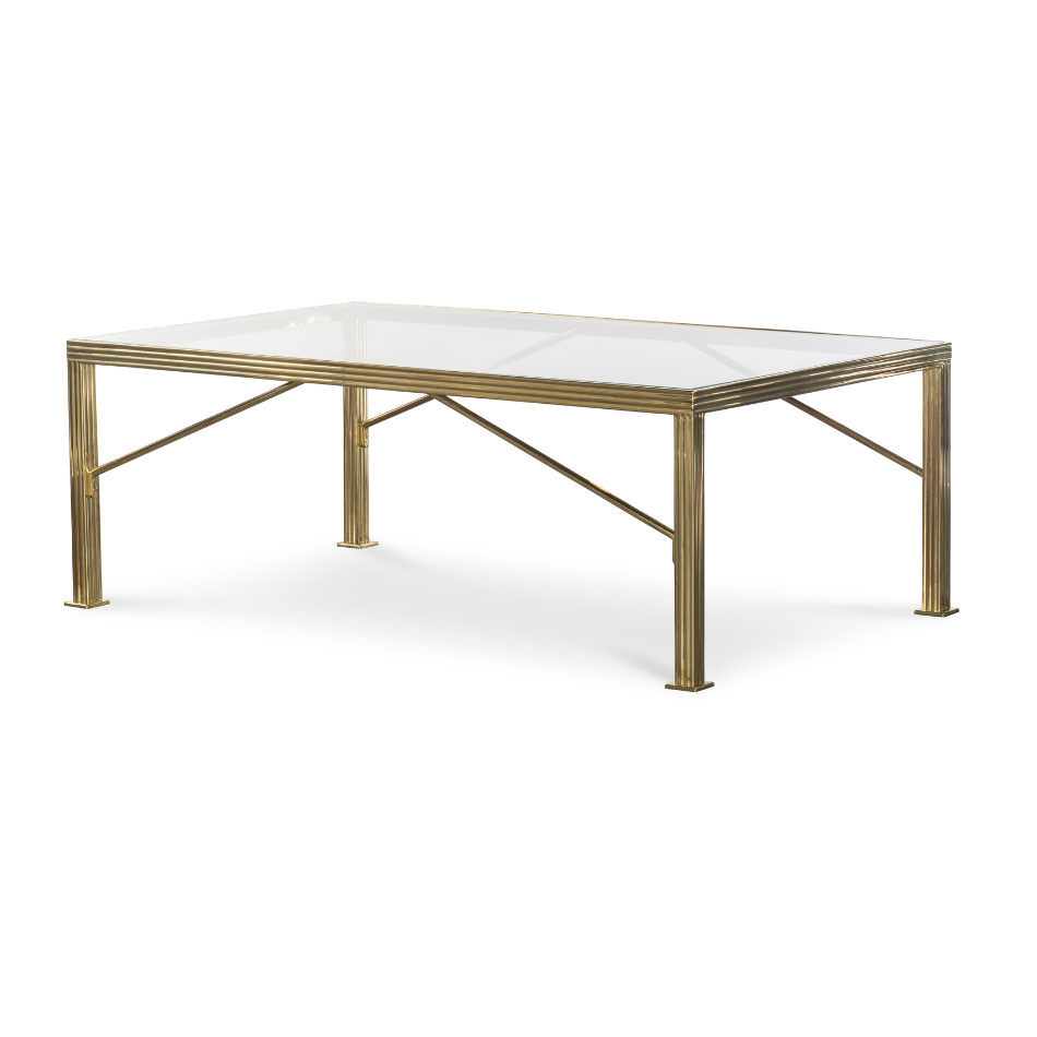 Celeste Glass and Brass Cocktail Table