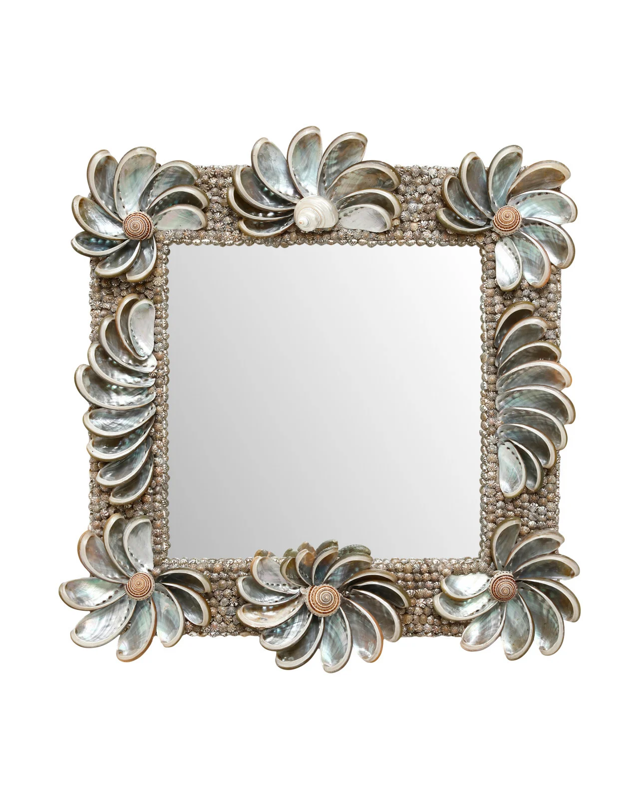 Abalone Shell Floral Motif Mirror