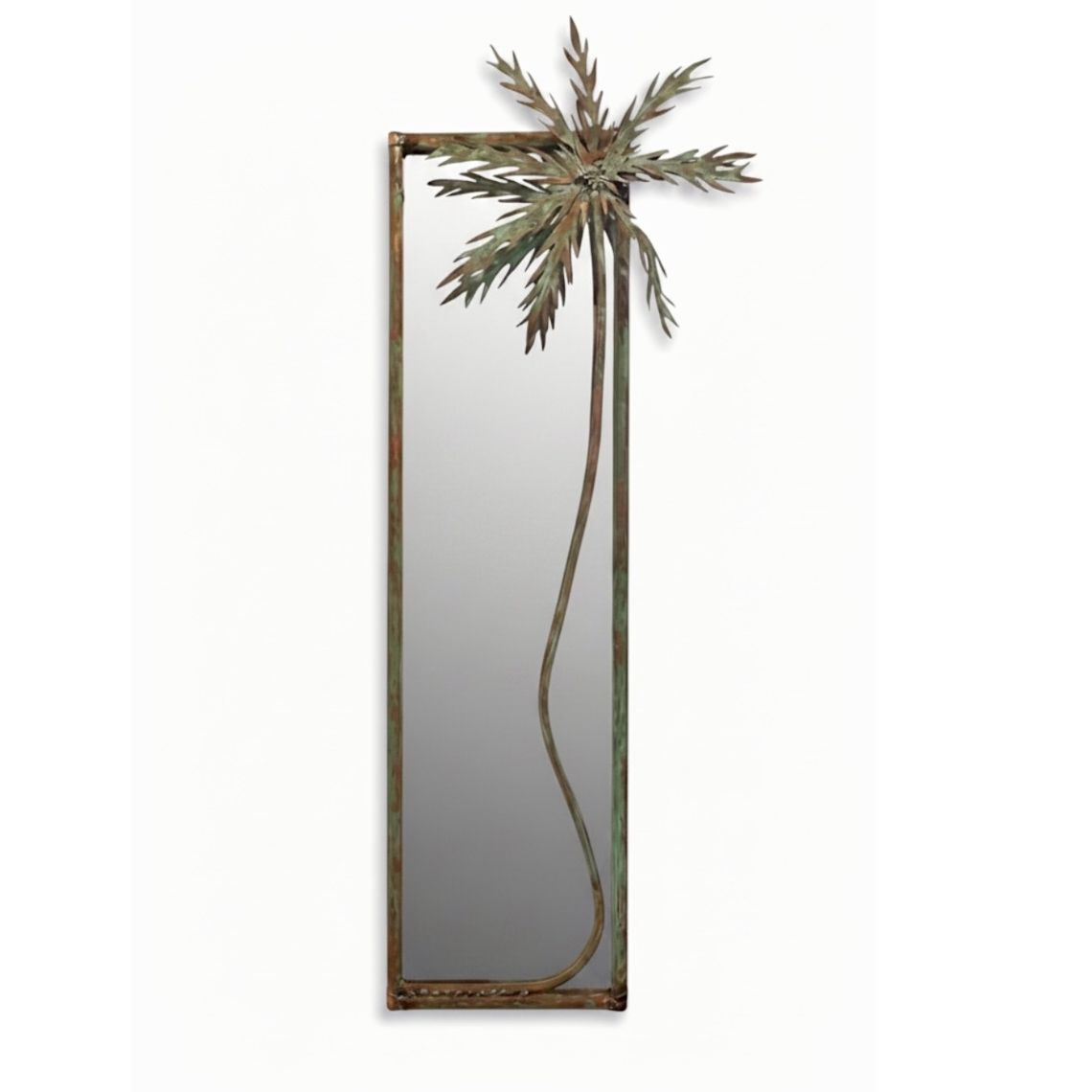 Narrow Copper Verdigris Palm Mirror