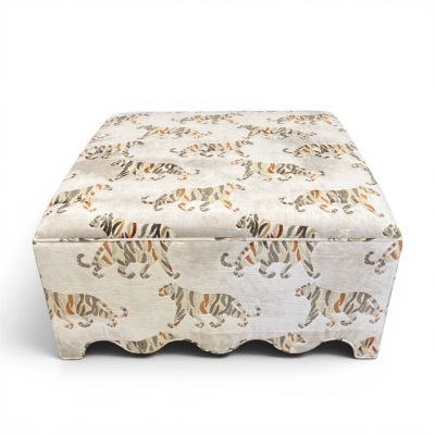 Marnie Tiger Motif Scalloped Ottoman