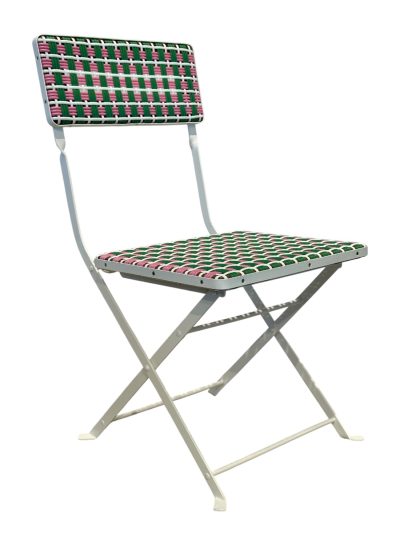 Pink and Green Woven Folding Bistro Chair