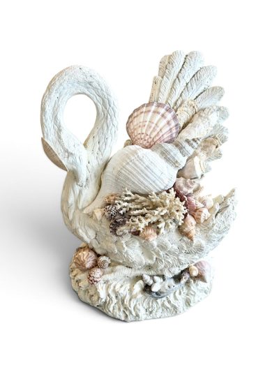 Vintage Garden Swan Centerpiece with Shells
