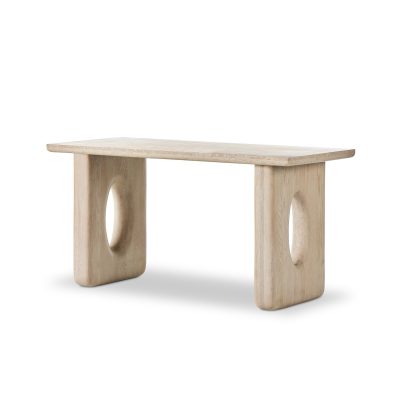 White Oak Desk with Cream Marble Top